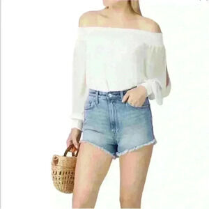 Ramy Brook Off The Shoulder Long Sleeve Sheer White Top Size M/L